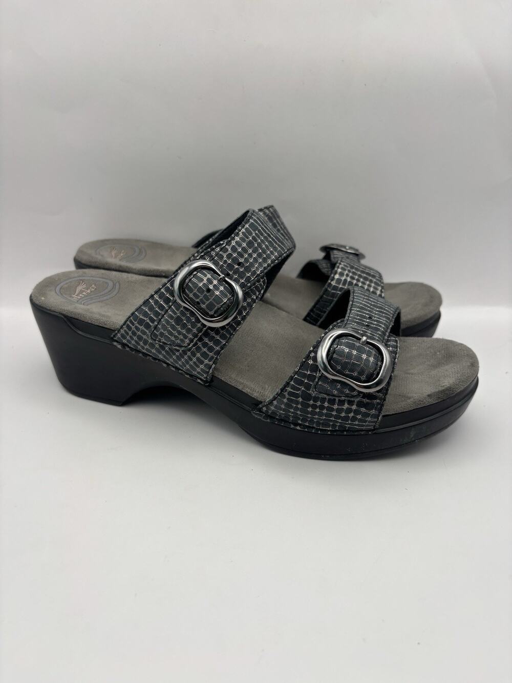 Dansko Sophie Gray and Black Slide Sandals 40 ( US 9.5-10)